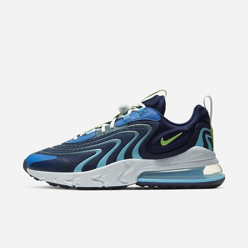 Sneakers Nike Air Max 270 React ENG Bleu Marine 7026-143 Blackened Blue/Pure Platinum/Team Royal/Green Strike Homme | ZHH-47783934